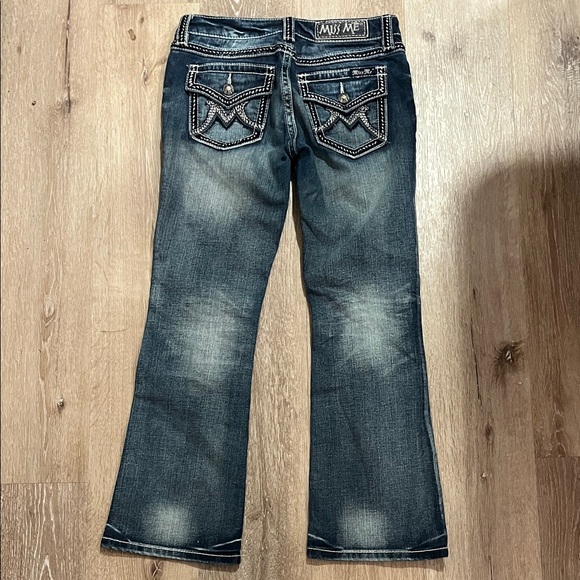 Miss Me The M Series Dark Indigo Distressed Boot Cut Jeans - Picture 3 of 6